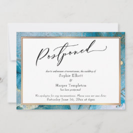Elegante Turquoise & Gouden Inkt Uitgestelde Trouw Kaart