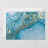 Elegante Turquoise & Gouden Inkt Uitgestelde Trouw Kaart (Achterkant)
