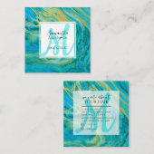 Elegante Turquoise & Gouden Marmeren Agaat Hair St Vierkante Visitekaartje (Voorkant / Achterkant)