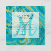 Elegante Turquoise & Gouden Marmeren Agaat Hair St Vierkante Visitekaartje (Achterkant)