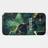 Elegante turquoise groen marmer faux goud glitter Case-Mate iPhone case (Achterkant (horizontaal))