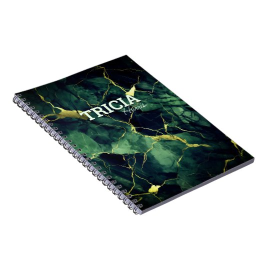 Elegante turquoise groen marmer faux goud glitter notitieboek (Rechterzijde)