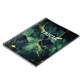 Elegante turquoise groen marmer faux goud glitter notitieboek (Linkerzijde)