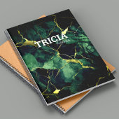 Elegante turquoise groen marmer faux goud glitter notitieboek