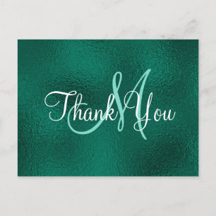Elegante Turquoise Groene Nep Folie Monogram Bedan Briefkaart