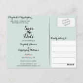 Elegante Turquoise Huwelijk Bewaar de Datum Briefkaart (Achterkant)