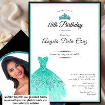 Elegante turquoise jurk 18e verjaardag debuut