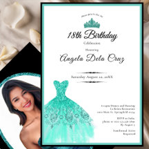 Elegante turquoise jurk 18e verjaardag debuut