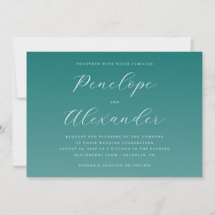 Elegante Turquoise Kalligrafie Trouwuitnodiging Kaart