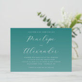 Elegante Turquoise Kalligrafie Trouwuitnodiging Kaart (Staand voorkant)