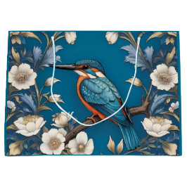 Elegante Turquoise Kingfisher Vogel Bloemen Groot Cadeauzakje