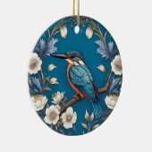 Elegante Turquoise Kingfisher Vogel Bloemen Keramisch Ornament (Rechts)