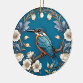 Elegante Turquoise Kingfisher Vogel Bloemen Keramisch Ornament (Links)