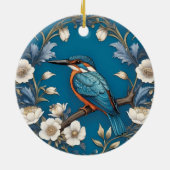 Elegante Turquoise Kingfisher Vogel Bloemen Keramisch Ornament (Achterkant)