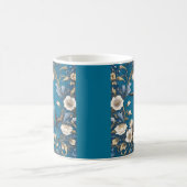 Elegante Turquoise Kingfisher Vogel Bloemen Koffiemok (Center)