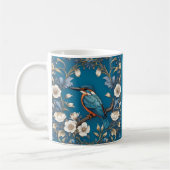 Elegante Turquoise Kingfisher Vogel Bloemen Koffiemok (Links)