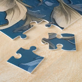 Elegante Turquoise Kingfisher Vogel Bloemen Legpuzzel (Zijkant)