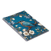 Elegante Turquoise Kingfisher Vogel Bloemen Notitieboek (Rechterzijde)