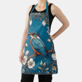 Elegante Turquoise Kingfisher Vogel Bloemen Schort (Insitu)