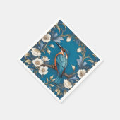 Elegante Turquoise Kingfisher Vogel Bloemen Servet (Hoek)