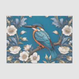 Elegante Turquoise Kingfisher Vogel Bloemen Tissuepapier