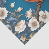 Elegante Turquoise Kingfisher Vogel Bloemen Tissuepapier (Detail)
