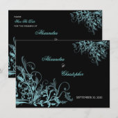 Elegante Turquoise Krullen Bewaar de Datum Aankond Kaart (Voorkant / Achterkant)