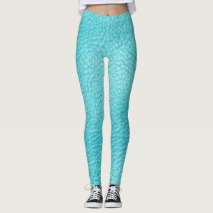Elegante turquoise lederen textuur leggings