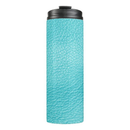 Elegante turquoise lederen textuur thermosbeker (Voorkant)