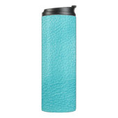 Elegante turquoise lederen textuur thermosbeker (Gedraaid links)