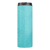 Elegante turquoise lederen textuur thermosbeker (Achterkant)
