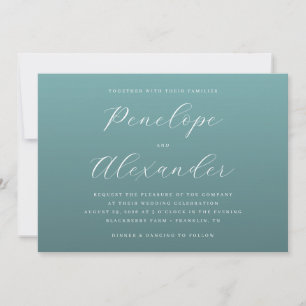 Elegante Turquoise Minimalistische Trouwuitnodigin Kaart