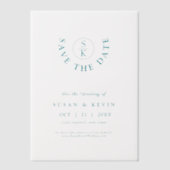 Elegante Turquoise Monogram Huwelijk Save the Date Vellum Uitnodigingen (Voorkant)