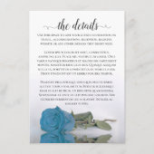 Elegante turquoise of hemelsblauwe roos huwelijksd informatiekaartje (Voorkant)