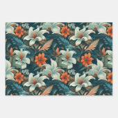 Elegante turquoise Oranje bloemmotief Inpakpapier Vel (Voorkant 2)