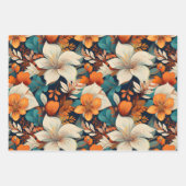 Elegante turquoise Oranje bloemmotief Inpakpapier Vel (Voorkant 3)