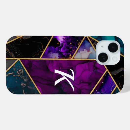 Elegante turquoise paarse glitter girly Case-Mate iPhone case (Achterkant (horizontaal))