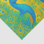 Elegante Turquoise Pauw Art Nouveau Decoupage Tissuepapier (Detail)