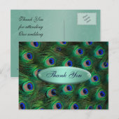 elegante turquoise pauw Bedankt Briefkaart (Voorkant / Achterkant)