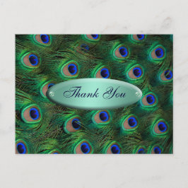 elegante turquoise pauw Bedankt Briefkaart
