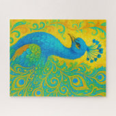 Elegante turquoise pauw decoratief legpuzzel (Horizontaal)