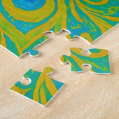 Elegante turquoise pauw decoratief legpuzzel (Zijkant)