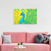 Elegante turquoise pauw vogel decoratief canvas afdruk (Insitu (Woonkamer))