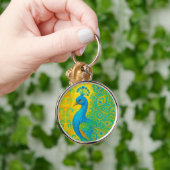 Elegante turquoise pauw vogel decoratief sleutelhanger (Hand)