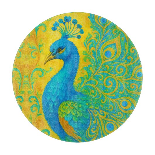 Elegante turquoise pauw vogel decoratief snijplank (Voorkant)