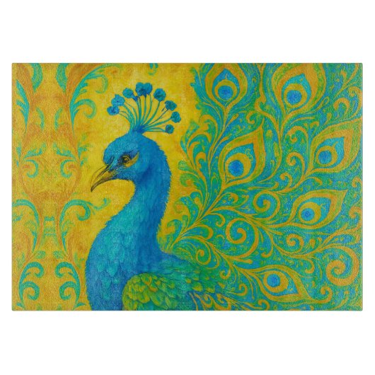 Elegante turquoise pauw vogel decoratief snijplank (Voorkant)