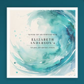 Elegante Turquoise Pensioen Golf Oceaan Waterverf Servet