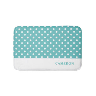 Elegante turquoise polka stippen gepersonaliseerd badmat