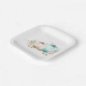 Elegante Turquoise Pompoen Baby shower Papier Bord (Gebogen)