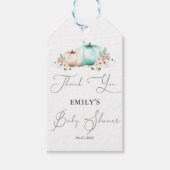 Elegante turquoise pompoenen dank u cadeaulabel (Voorkant)